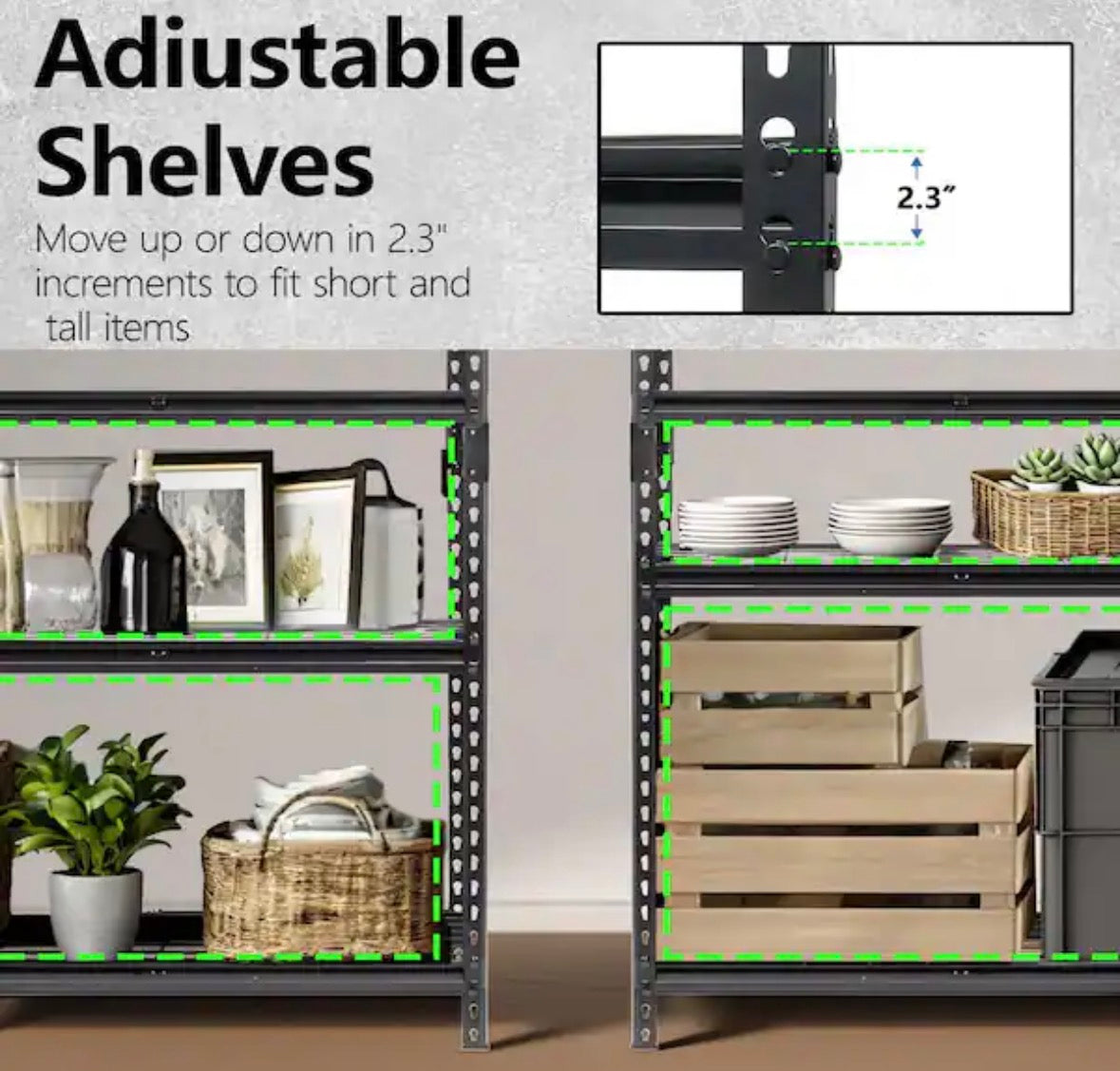 5-Tier Adjustable Metal Storage Shelving Unit Pantry Organizer in Black (36 in. W x 72 in. H x 18 in. D)