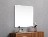 Timeless Home 42 in. W x 42 in. H x Modern Soft Corner Metal Square Silver Mirror
