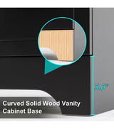 36 in. W. x 18 in. D x 34 in. H Single Sink Freestanding Black Bath Vanity with White Integrated Composite Resin Top
