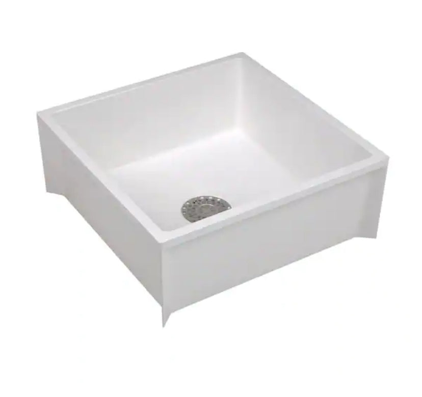 24 in. x 24 in. x 10 in. Service Mop Basin for 3 in. DWV in White