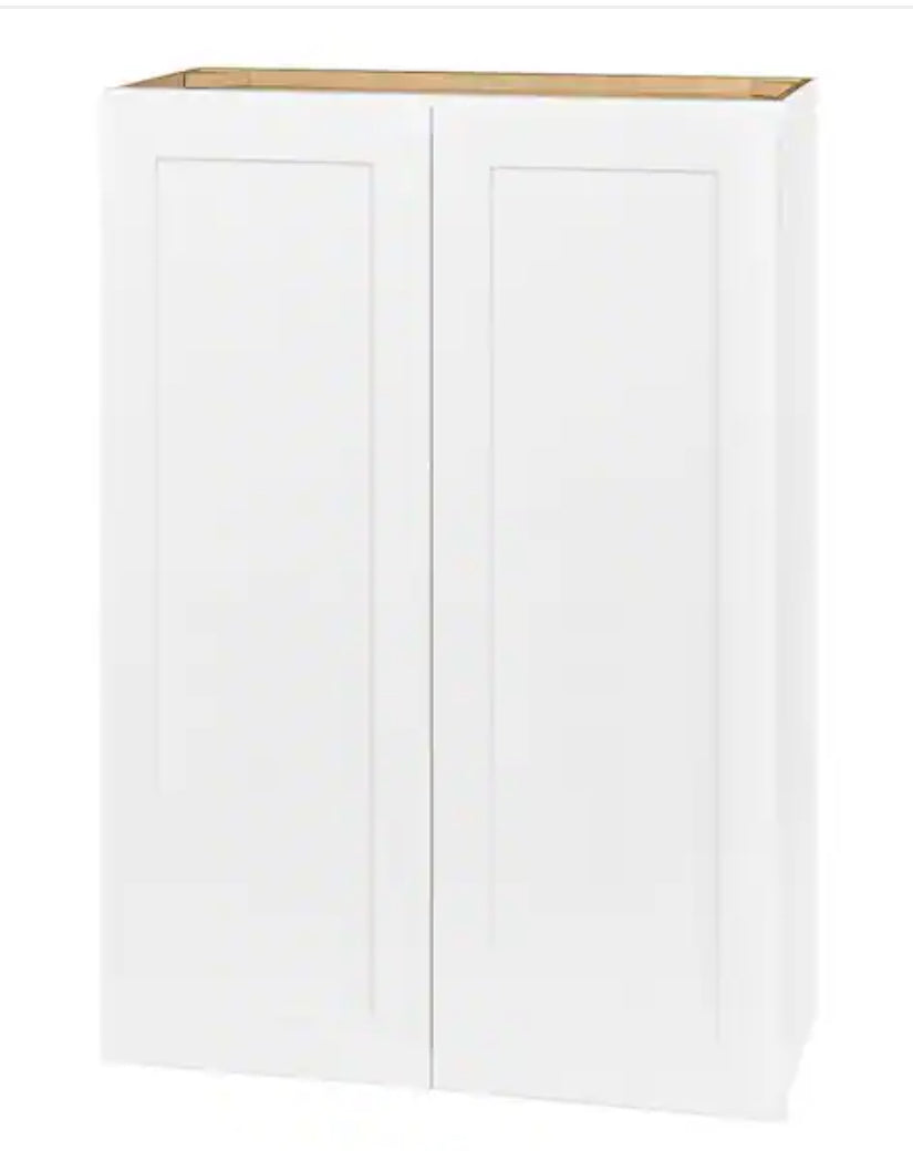 Avondale Shaker Alpine White Quick Assemble Plywood 30 in Wall Kitchen Cabinet (30 in W x 42 in H x 12 in D)