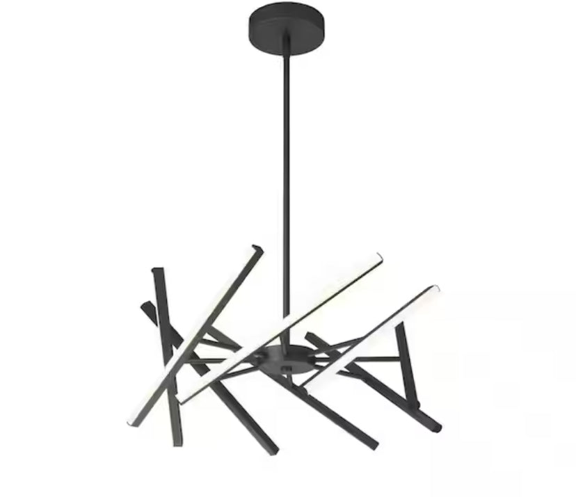 Malibu 30-Watt 1 Light Black Modern 3 CCT Integrated LED Pendant Light Fixture for Dining Room or Kitchen