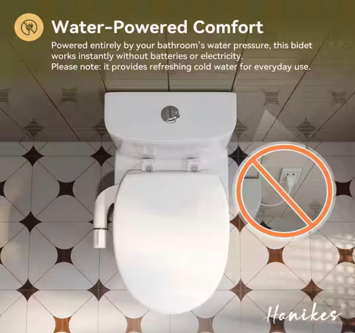 Ultra-Thin Non-Electric Attachable Bidet System Bidet Attachment Dual Nozzle with Protective Nozzle Door in White