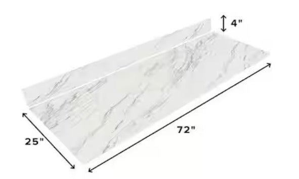 6 ft. L x 25 in. D Engineered Composite Countertop in Calcutta Blanc with Satin Finish