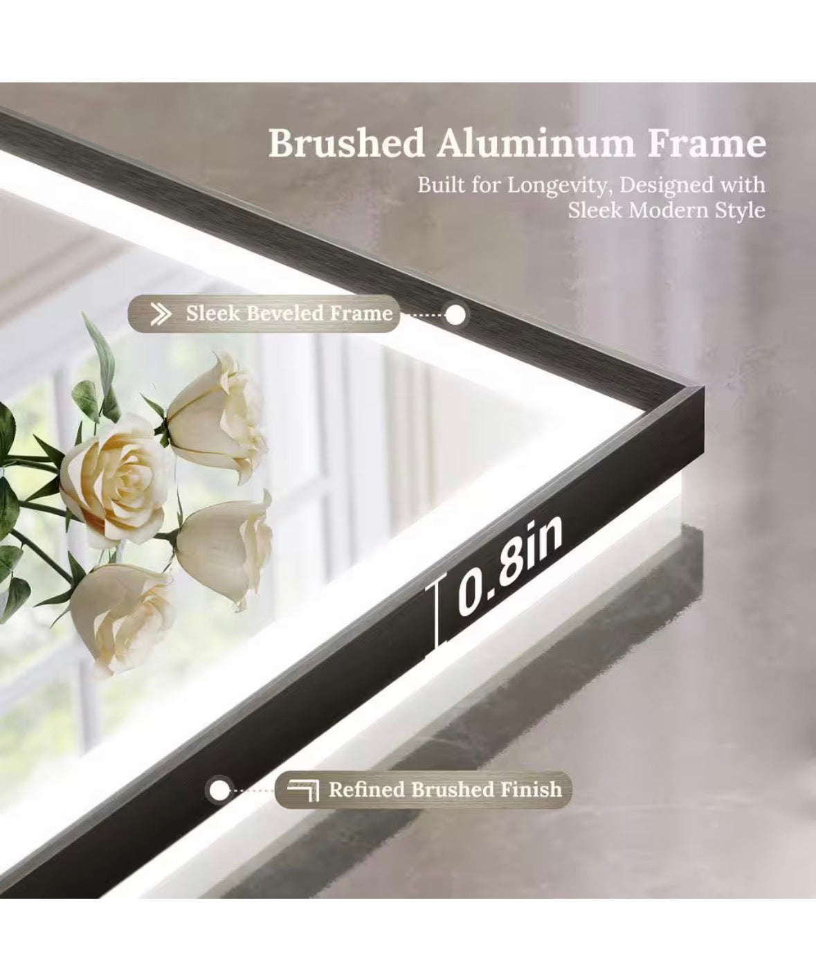 2-Pack 36 in. W x 30 in. H Aluminum Framed LED Bathroom Mirror with Fogless Dimmable Dual Lighting, Brushed Black