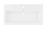 Glossy White Ceramic Rectangle Voltaire Wide Wall Hung Vessel Sink