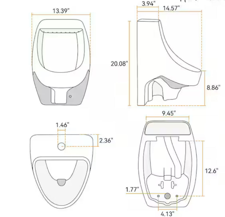 1.0 GPF Urinal with Siphon Jet Flush Action in. White