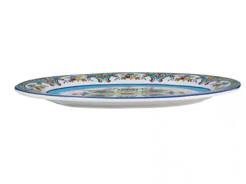 Zanzibar Multicolor Ceramic 16 in. x 12 in. x 1 in. Oval Serving Platter