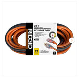 25 ft. 12/3 Heavy Duty Indoor/Outdoor Extension Cord with Lighted End, Orange/Grey