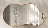 46 in. W. x 26 in. H Irregular Gold Aluminum Alloy Framed Wall Mirror Asymmetrical Mirror for Living Room, Bathroom