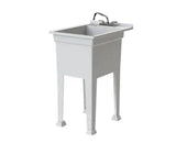 18 in. W x 24 in. D x 35 in. H Freestanding Laundry/Utility Sink in White with Stainless Steel Swing Faucet