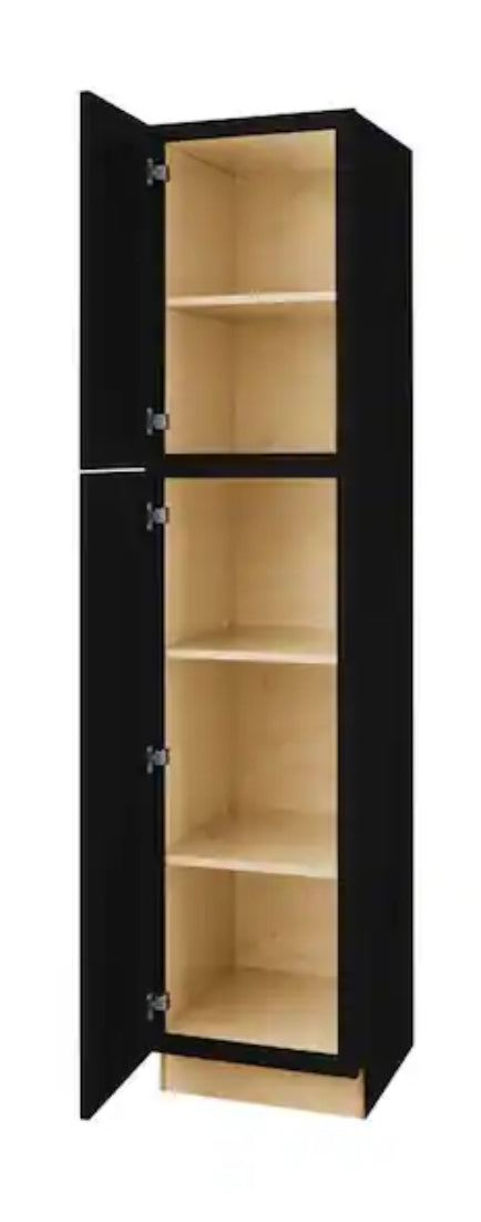Avondale 18 in. W x 24 in. D x 84 in. H Ready to Assemble Plywood Shaker Pantry Kitchen Cabinet in Raven Black