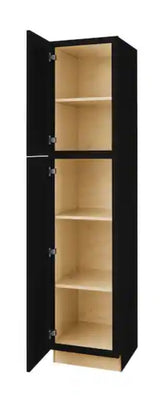 Avondale 18 in. W x 24 in. D x 84 in. H Ready to Assemble Plywood Shaker Pantry Kitchen Cabinet in Raven Black