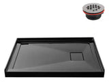GB-2523-96-BL 42 in. x 34 in. Alcove Acrylic Shower Pan Base in Glossy Black with Right Drain, Drain Included
