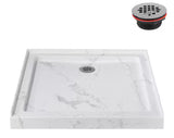 36 in. x 36 in. Alcove Acrylic Shower Pan Base in Matte Marble with Center Drain Included