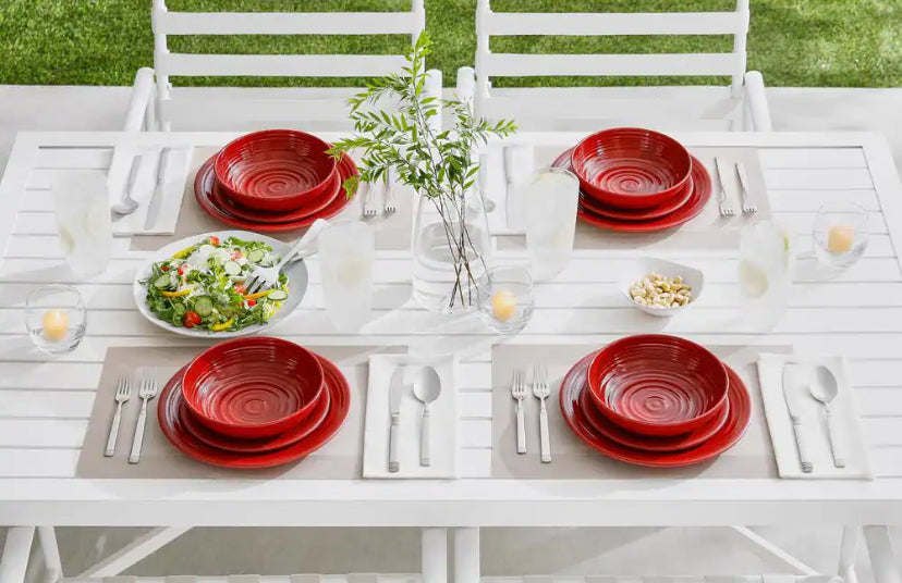 Taryn Melamine Salad Plates in Ribbed Chili Red (Set of 6)