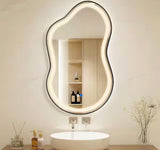 26 in. W x 46 in. H Asymmetrical Black Framed LED Light Anti-Fog 3-Colors Dimmable Irregular Wall Mirror