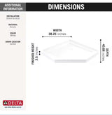 Foundations 38 in. L x 38 in. W Corner Shower Pan Base with Corner Drain in White