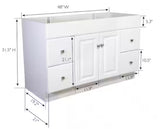 Wyndham 48 in. 2-Door 4-Drawer Bath Vanity Cabinet Only in Semi-Gloss White (Ready to Assemble)