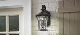 Avia Falls 14.5 in. Black Dusk to Dawn Large LED Outdoor Wall Light Fixture with Clear Water Glass