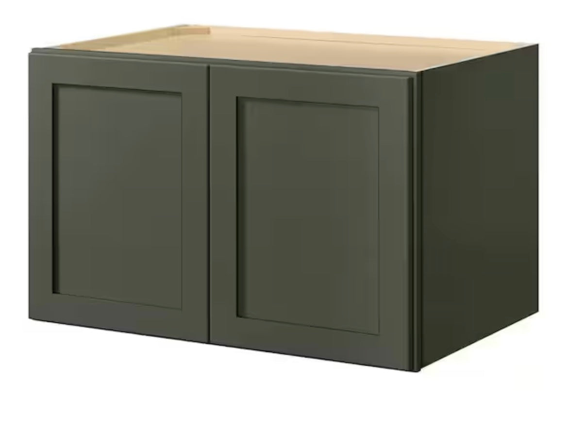 Avondale 36 in. W x 24 in. D x 24 in. H Ready to Assemble Plywood Shaker Wall Bridge Kitchen Cabinet in Fern Green
