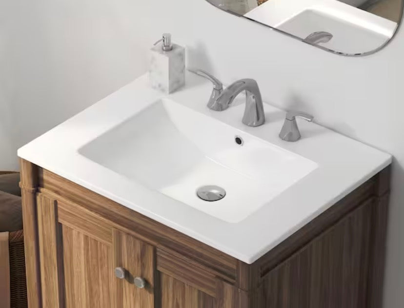 Tucson 24 in. W x 18 in. D Vitreous China Vanity Top in White with 3 Faucet Holes (8 in. Centerset)