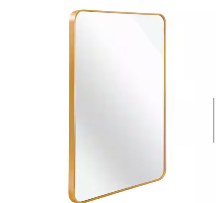 Ta. 24 in. W x 32 in. H Gold Rectangle Framed Mirror