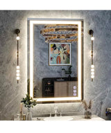 26 in. W x 38 in. H LED Light Anti-Fog Rectangular Modern Frameless White Wall Mirror