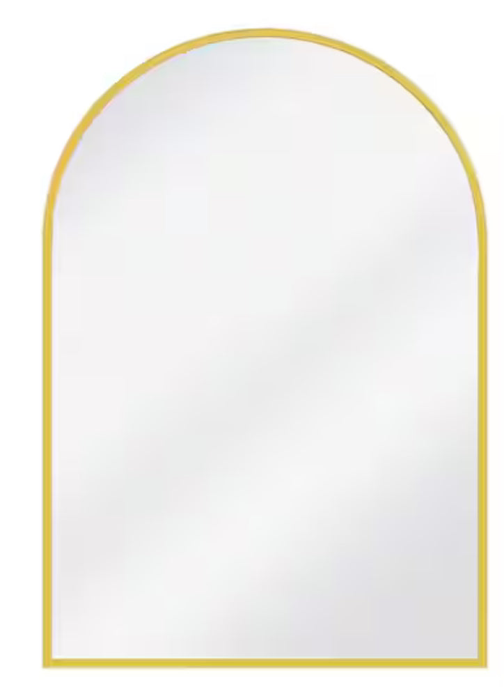 24 in. W x 36 in. H Arched Gold Aluminum Alloy Framed Wall Mirror