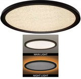 32 in. Low Profile Oval Oil Rubbed Bronze Faux Crackle Lens LED Flush Mount with Night Light Trim Adjustable CCT