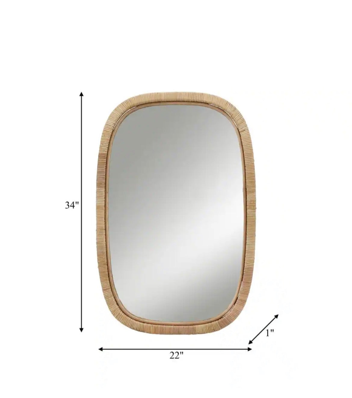 Brown 22 in. W x 34 in. H Modern Rectangle Glass Wood Metal MDF Framed Mirror with Wood-Wrapped Frame