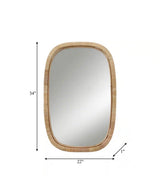 Brown 22 in. W x 34 in. H Modern Rectangle Glass Wood Metal MDF Framed Mirror with Wood-Wrapped Frame