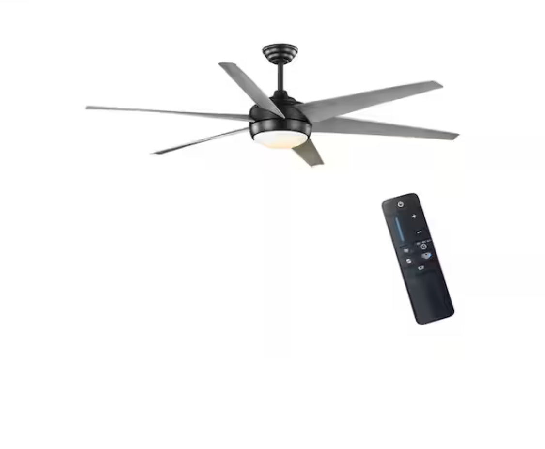 Windward 68 in. White Color Changing Integrated LED Matte Black Ceiling Fan with Light Kit, DC Motor and Remote