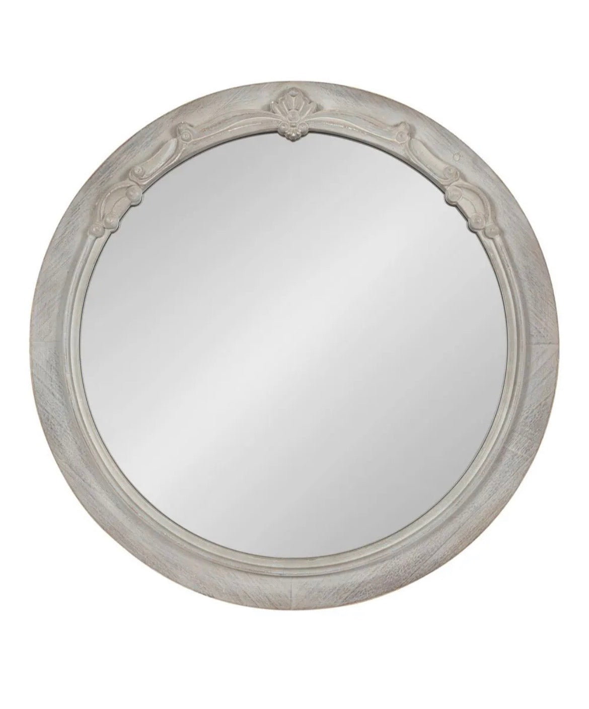 Irelyn 26.00 in. H x 26.00 in. W Gray Round Rustic Framed Decorative Wall Mirror