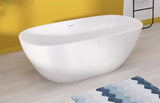 55 in. x 29.5 in. Acrylic Free Standing Soaking Tub Oval Freestanding Tubs Stand Alone Soaker Bathtub in Glossy White