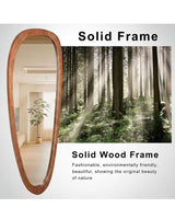 22 in. W x 60 in. H Irregular Natural Wood-Frame Wall Mirror, Distinctive Asymmetric Design