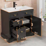 30 in. W x 18.7 in. D x 34 in. H 1-Sink Freestanding Bath Vanity in Black Without Top