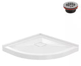 DT-2215-89 34 in. x 34 in. Round Corner PP Shower Pan Base in Glossy White with Center Drain, Drain Included