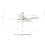 North Pond 52 in. Indoor/Outdoor LED Matte White Ceiling Fan with Light Kit, Reversible Motor and Reversible Blades