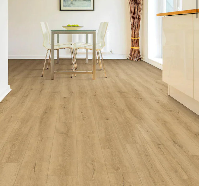 Nobelford Oak 12mm T x 7.56 in. W Waterproof Laminate Wood Flooring (15.95 sq. ft./Case)