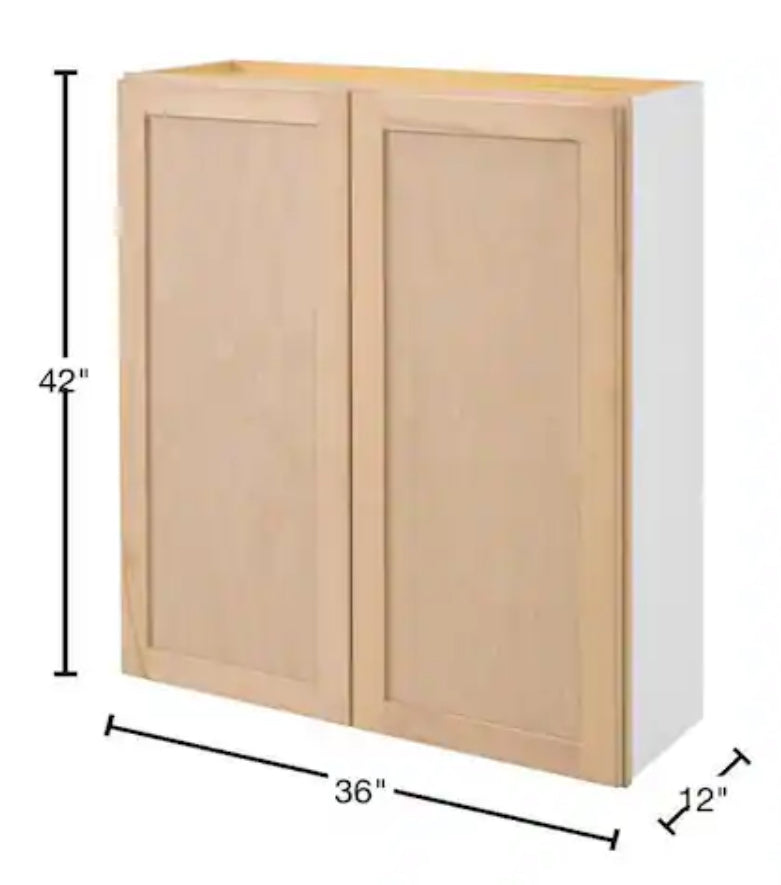 36 in. W x 12 in. D x 42 in. H Ready to Assemble Wall Kitchen Cabinet in Unfinished with CLICKREADY Technology