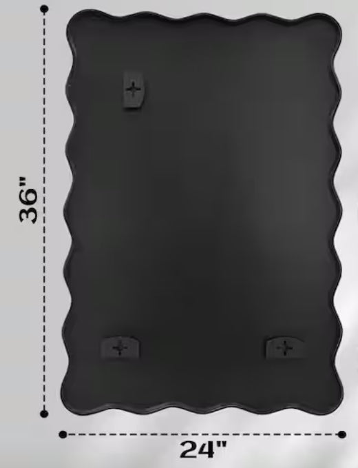 24 in. W x 36 in. H Rectangle Black Aluminum Alloy Framed Wall Mirror Decorative Wall Mirror