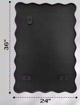 24 in. W x 36 in. H Rectangle Black Aluminum Alloy Framed Wall Mirror Decorative Wall Mirror