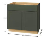 Avondale 36 in. W x 24 in. D x 34.5 in. H Ready to Assemble Plywood Shaker Base Kitchen Cabinet in Fern Green
