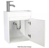 16 in. W x 9.8 in. D x 20.3 in. H Wall-Mounted Bathroom Vanity Set in White with Resin Sink and Faucet Drain P-Trap