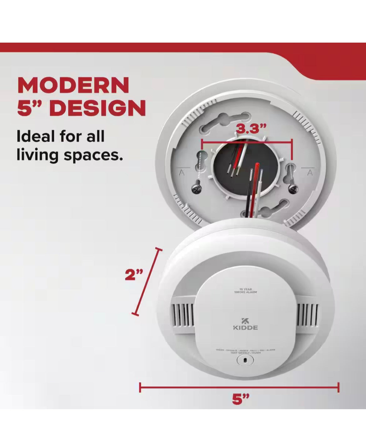 Hardwired Smoke Detector with 10-Year Battery Backup, Voice Alerts, Interconnectable and LED Warning Lights, 20SA10-V