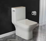 Carre 1-piece 1.28 GPF Single Flush Square Toilet in Glossy White Seat Included