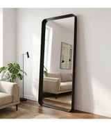 Morden Black 30 in. W x 72 in. H Rounded Rectangle Aluminum Alloy Framed Full Length Standing Mirror