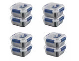 8PCS Extra Large Stainless Steel Food Storage Containers Airtight Blue Lids for Kitchen Organization