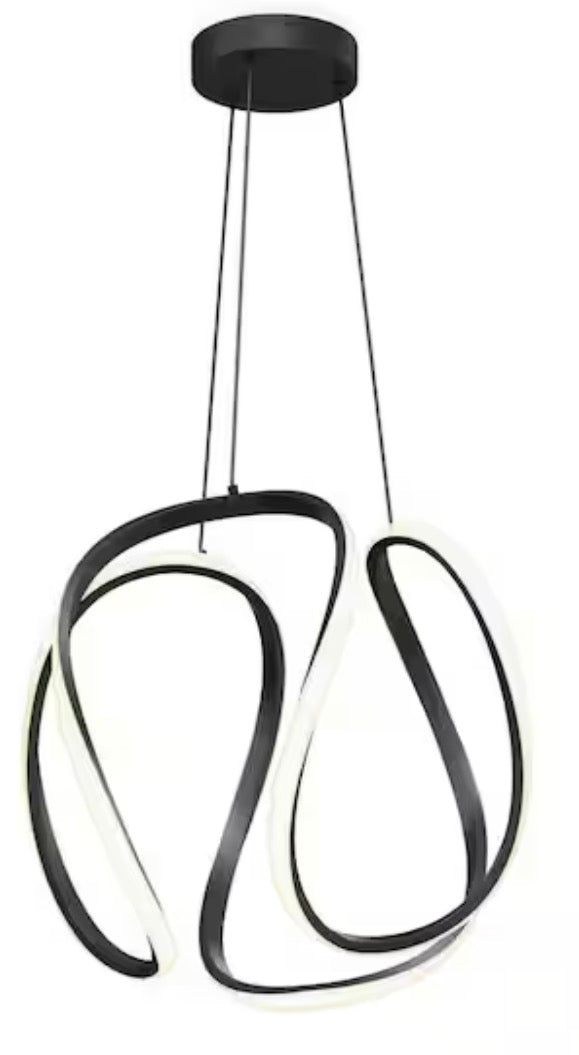 Vivaldi Big 25-Watt 1 Light Black Modern 5 CCT Integrated LED Pendant Light Fixture for Dining Room or Kitchen